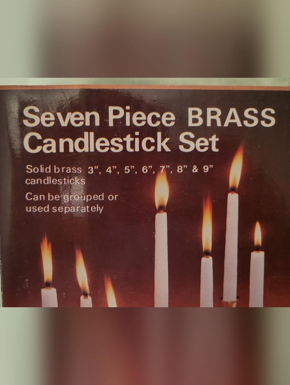 Seven Piece Brass Candlestick Set - Solid Brass - Picture 3 of 4